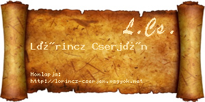Lőrincz Cserjén névjegykártya